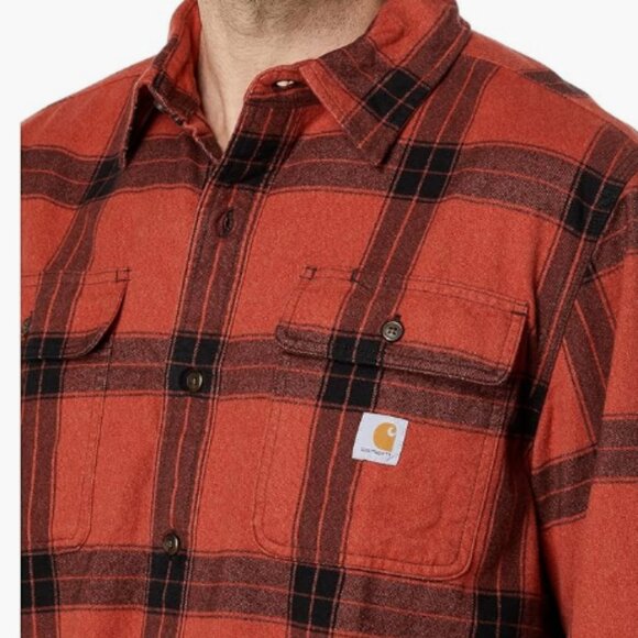 Carhartt Loose Fit Heavyweight Flannel Long Sleeve Plaid Shirt - Size 3XL Tall - Picture 1 of 3